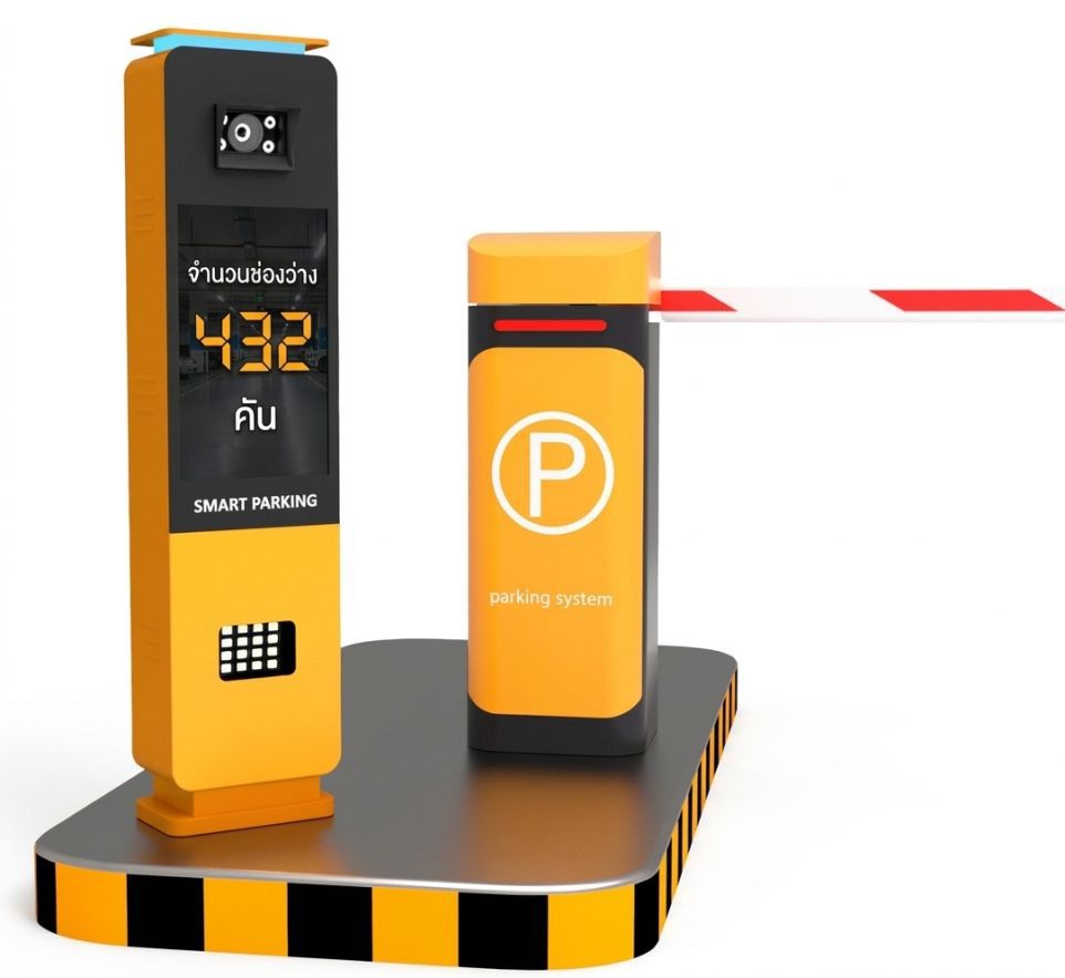กล้องอ่านทะเบียน all in one แบบมีจอ lcd แสดงช่องว่างลานจอด