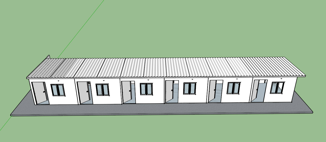 TEH-LRD06-3636C:บ้านพักคน แบบห้องแถว 3.6*3.6