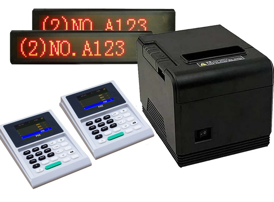 QS-QSET6:ชุดระบบคิว 2 ช่องบริการ+ป้ายไฟ  Queue printer + Caller + Display
