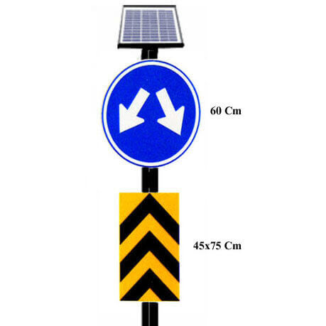 TE-SNB04:ป้ายเตือนหัวเกาะกลางถนน+Solar