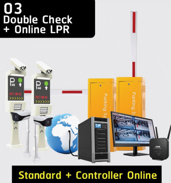 CP-LPR-DCO:ไม้กั้นอ่านทะเบียน ระบบลานจอดรถ Dual LPR Package Online LPR