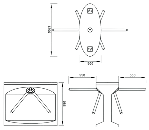 ขนาดเครื่องกั้นสามขา TS-K300