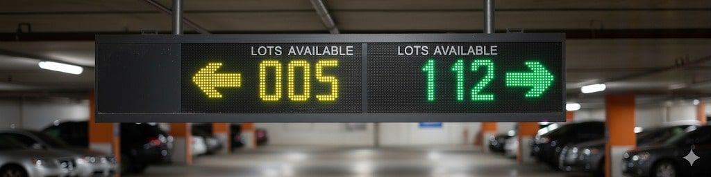 ป้ายไฟ บอกทิศทาง ช่องจอด ระบบหาที่จอดรถ