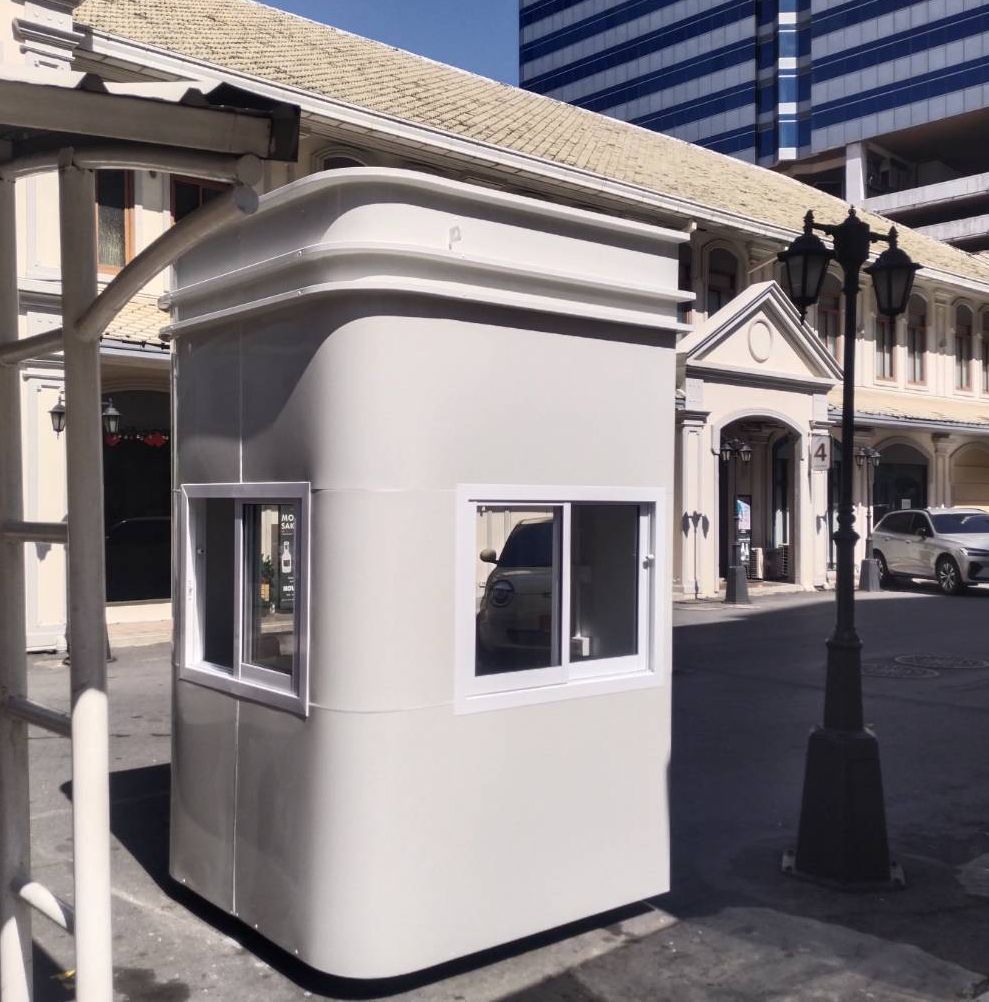 gb06 ป้อมยามมุมโค้งสีขาว มุมถนน