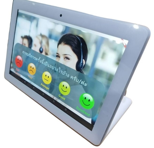 QS-FB02:เครื่องประเมินความพึงพอใจ Tablet FeedBack