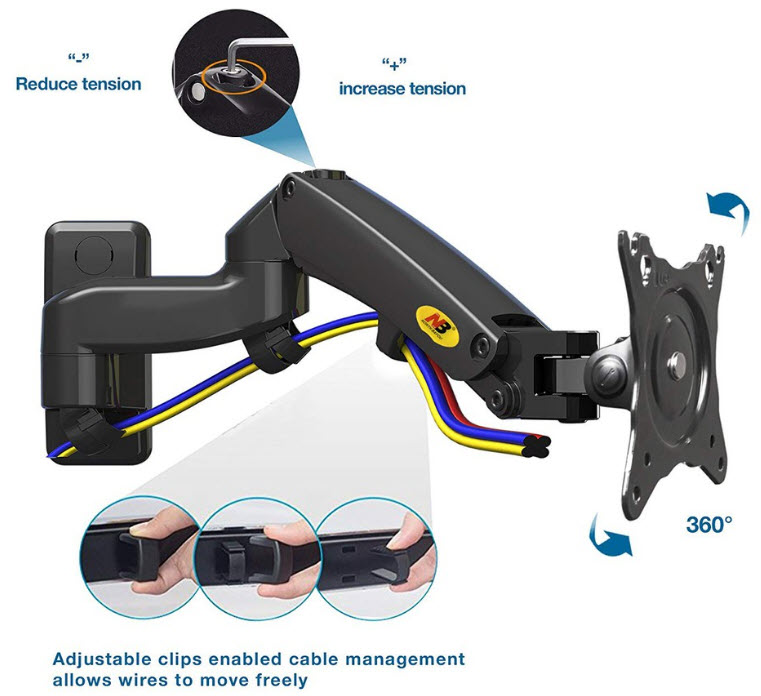 QS-ST05:ขาจับทีวีแบบติดผนัง 360