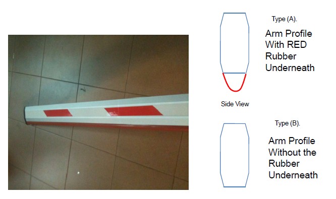 แขนกั้นรถ 4 เมตร แบบไม่มียางรองกระแทก Spare Boom Arm