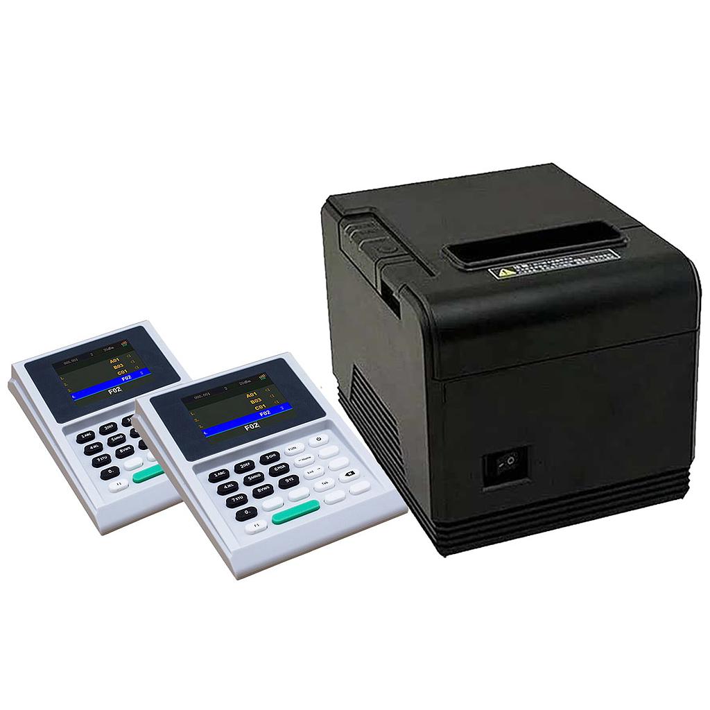 QS-QSET5:ชุดระบบคิว 2 ช่องบริการ  Queue printer + Caller