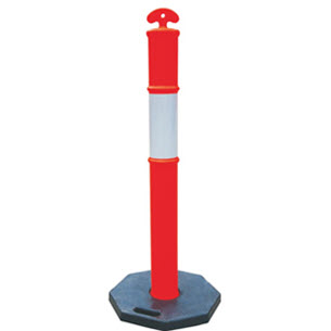TE-JSZ-003B:เสาหลักอ่อน เสาล้มลุก T-top Bollard (PE Warning Post & Rubber Base)