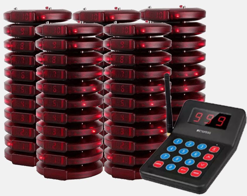 QS-QWP01-50:เครื่องเรียกคิว Q Wireless Pager แบบกลม ชุด50