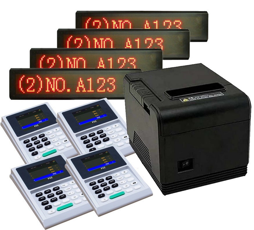 QS-QSET9:ชุดระบบคิว 4ช่องบริการ+ป้ายไฟ