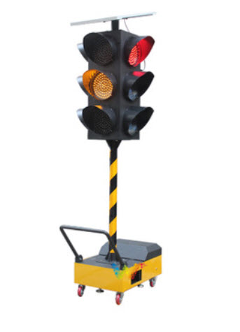 TE-TL-PTS100-01:ไฟจราจร 100mm Solar Cell เสา มีล้อ