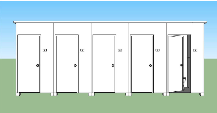 TEH-TL08x4-1212:ห้องน้ำสำเร็จรูป 4ตู้ Public Restroom