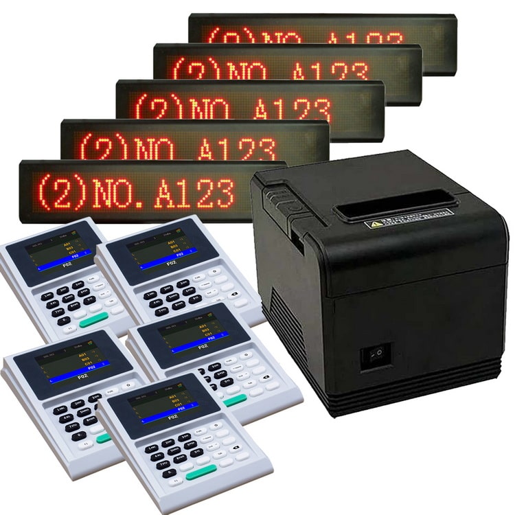 QS-QSET10:ชุดระบบคิว 5ช่องบริการ+ป้ายไฟ Queue System 5 Counter